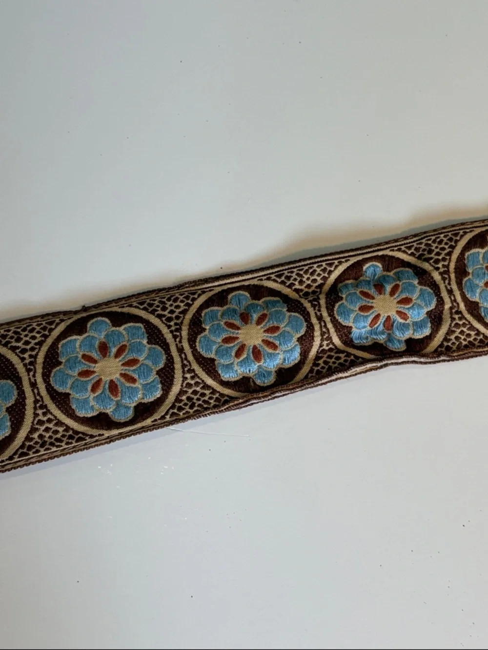 Hadley Pollet Embroidered Floral Belt - Pink Blue Flowers - Approx M/L